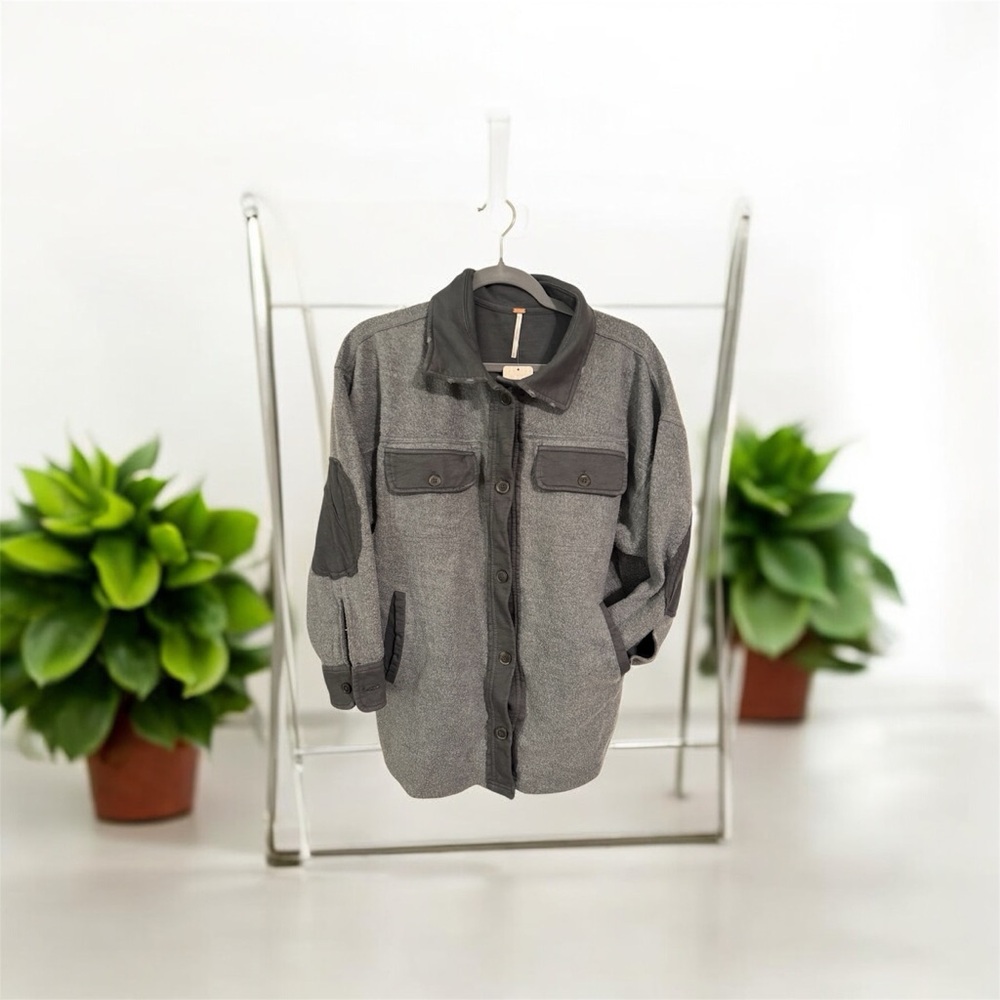 Free People Charcoal Button-Up Jacket